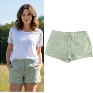 Ann Taylor Loft Shorts Women's Size 8 Green Cuffed Pockets Flat Front 3" inseam